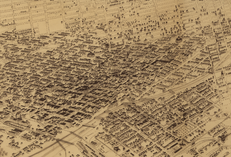 Denver, Colorado - 1881 Bird's Eye View Map