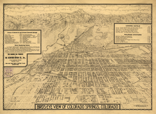 Colorado Springs, Colorado - 1909 Bird's Eye View Map