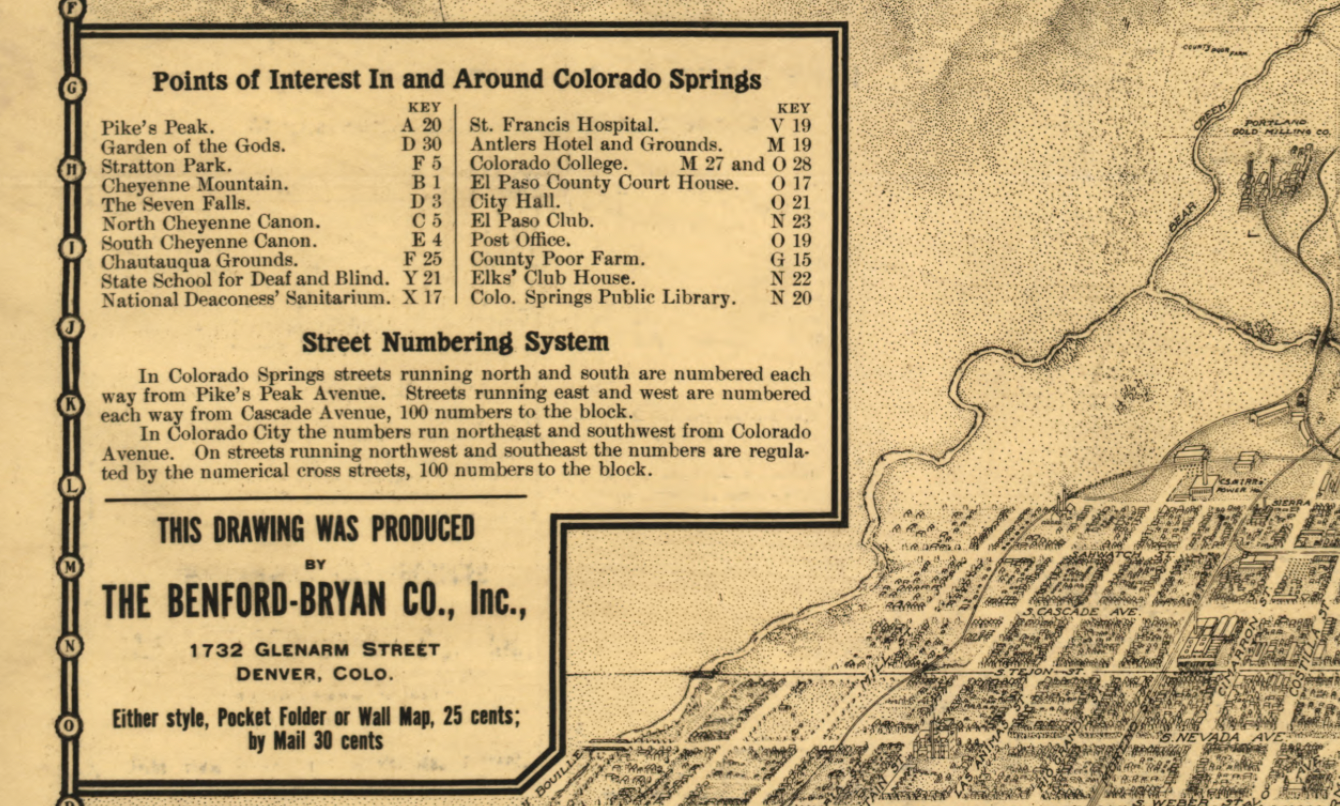 Colorado Springs, Colorado - 1909 Bird's Eye View Map