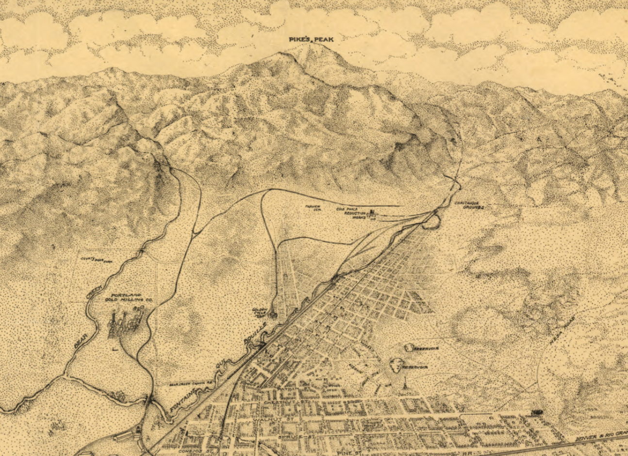 Colorado Springs, Colorado - 1909 Bird's Eye View Map