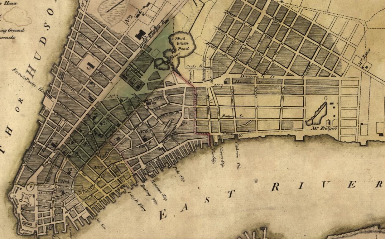 New York City - 1789 Plan of the City Map