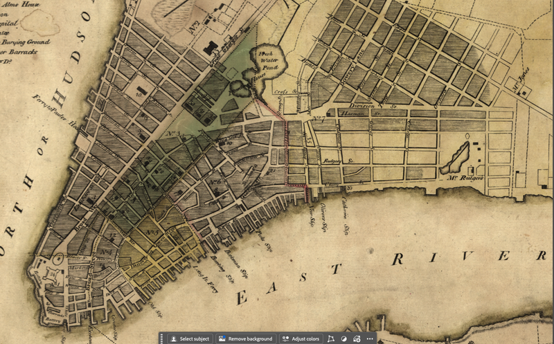 New York City - 1789 Plan of the City Map