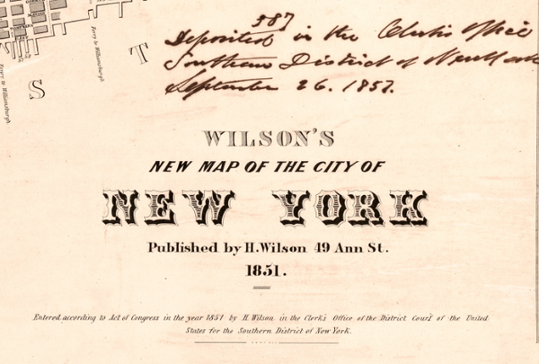 New York City - 1851 Map of Manhattan