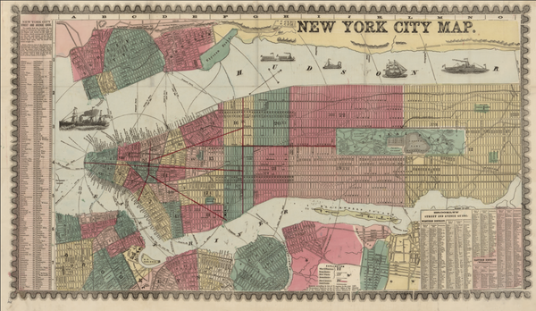 New York City - 1862 Map of Manhattan and Brooklyn