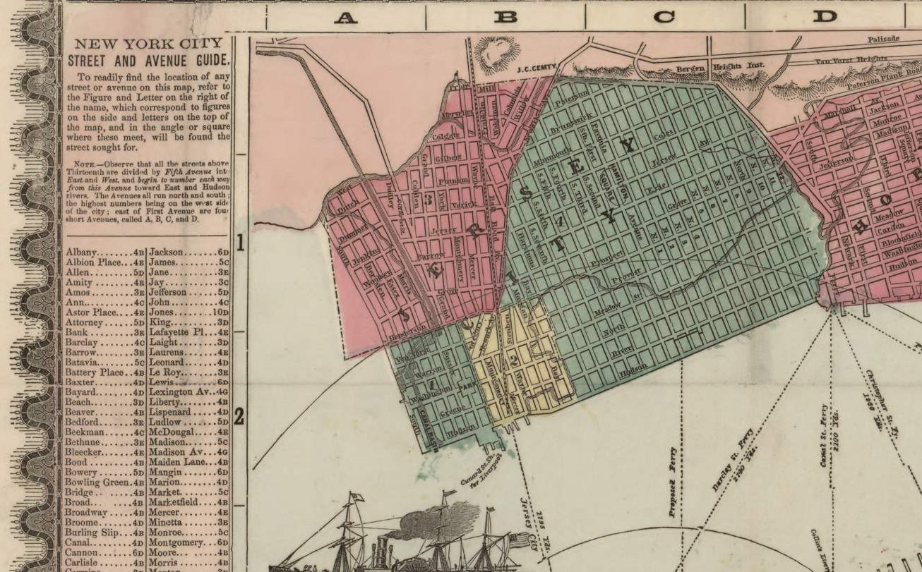 New York City - 1862 Map of Manhattan and Brooklyn