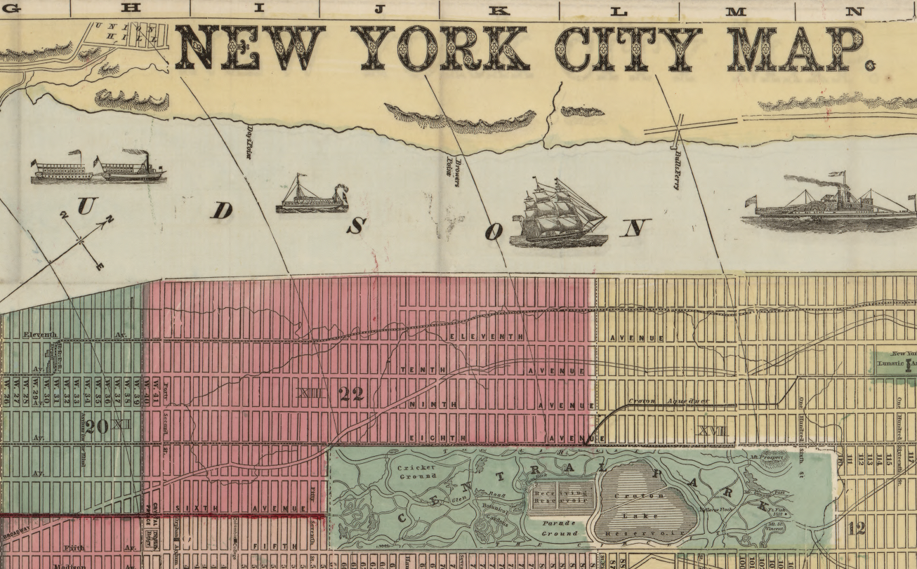 New York City - 1862 Map of Manhattan and Brooklyn
