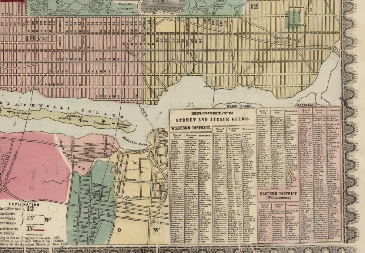 New York City - 1862 Map of Manhattan and Brooklyn