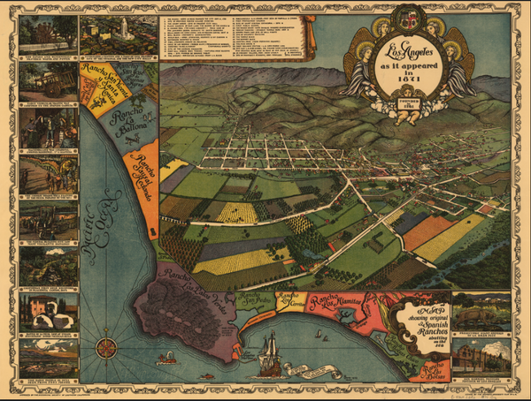 Los Angeles, California - 1871 Historical Reconstruction Map