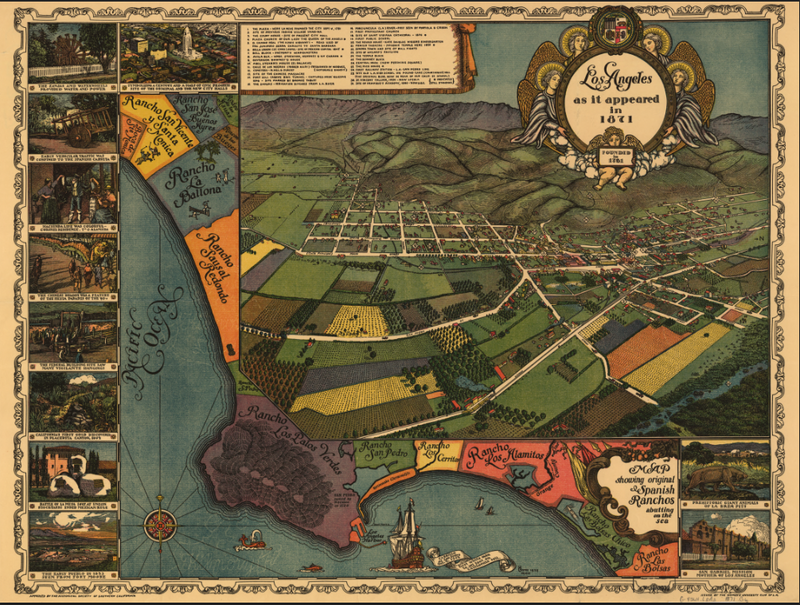 Los Angeles, California - 1871 Historical Reconstruction Map