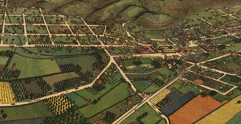 Los Angeles, California - 1871 Historical Reconstruction Map