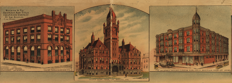 Los Angeles, California - 1891 Bird's Eye View Map