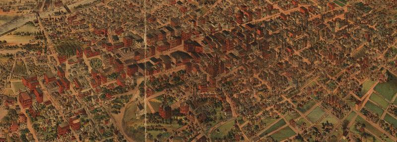 Los Angeles, California - 1891 Bird's Eye View Map