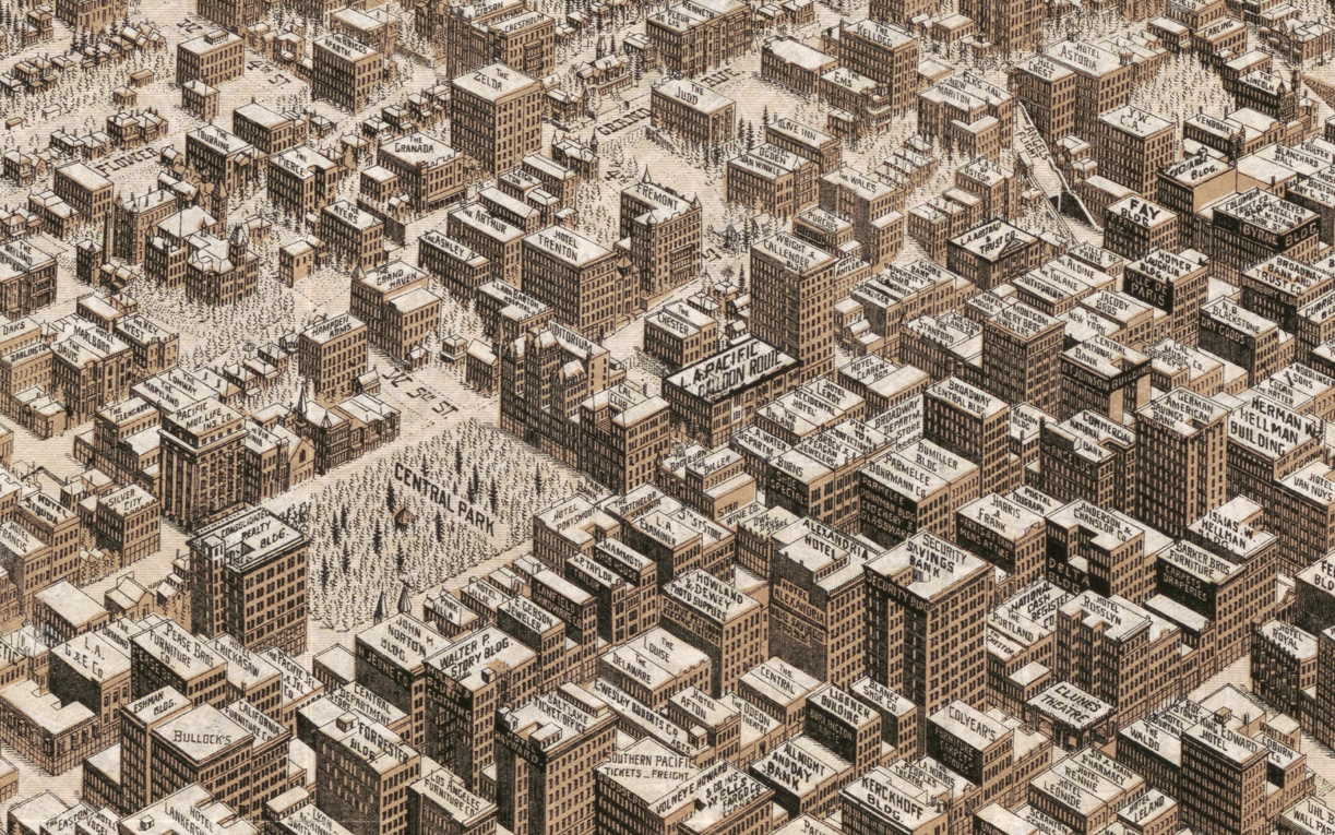 Los Angeles, California - 1909 Bird's Eye View Map