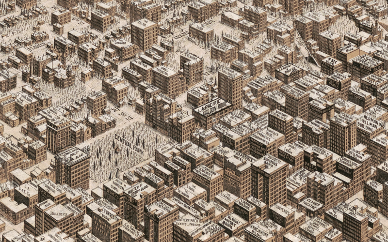 Los Angeles, California - 1909 Bird's Eye View Map