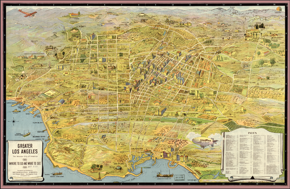 Los Angeles, California - 1932 "The Wonder City of America" Map