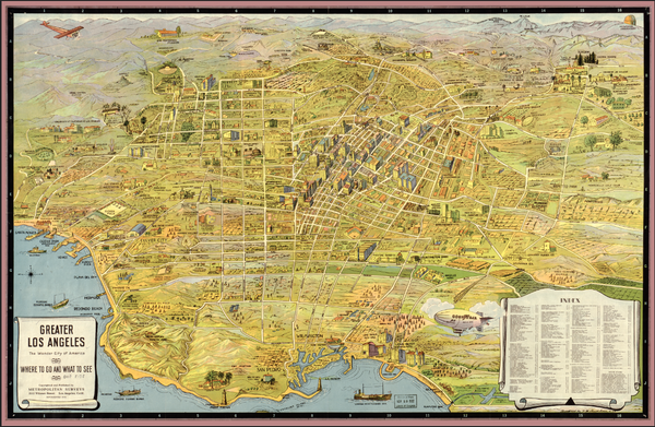 Los Angeles, California - 1932 "The Wonder City of America" Map