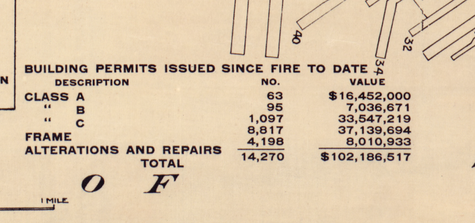 San Francisco, California - 1908 Fire and Reconstruction Map