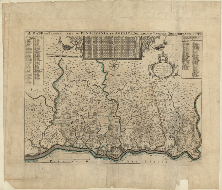Philadelphia, Pennsylvania - 1687 Colonial Map