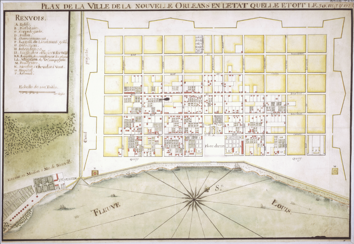 New Orleans, Louisiana – 1725 Colonial City Plan