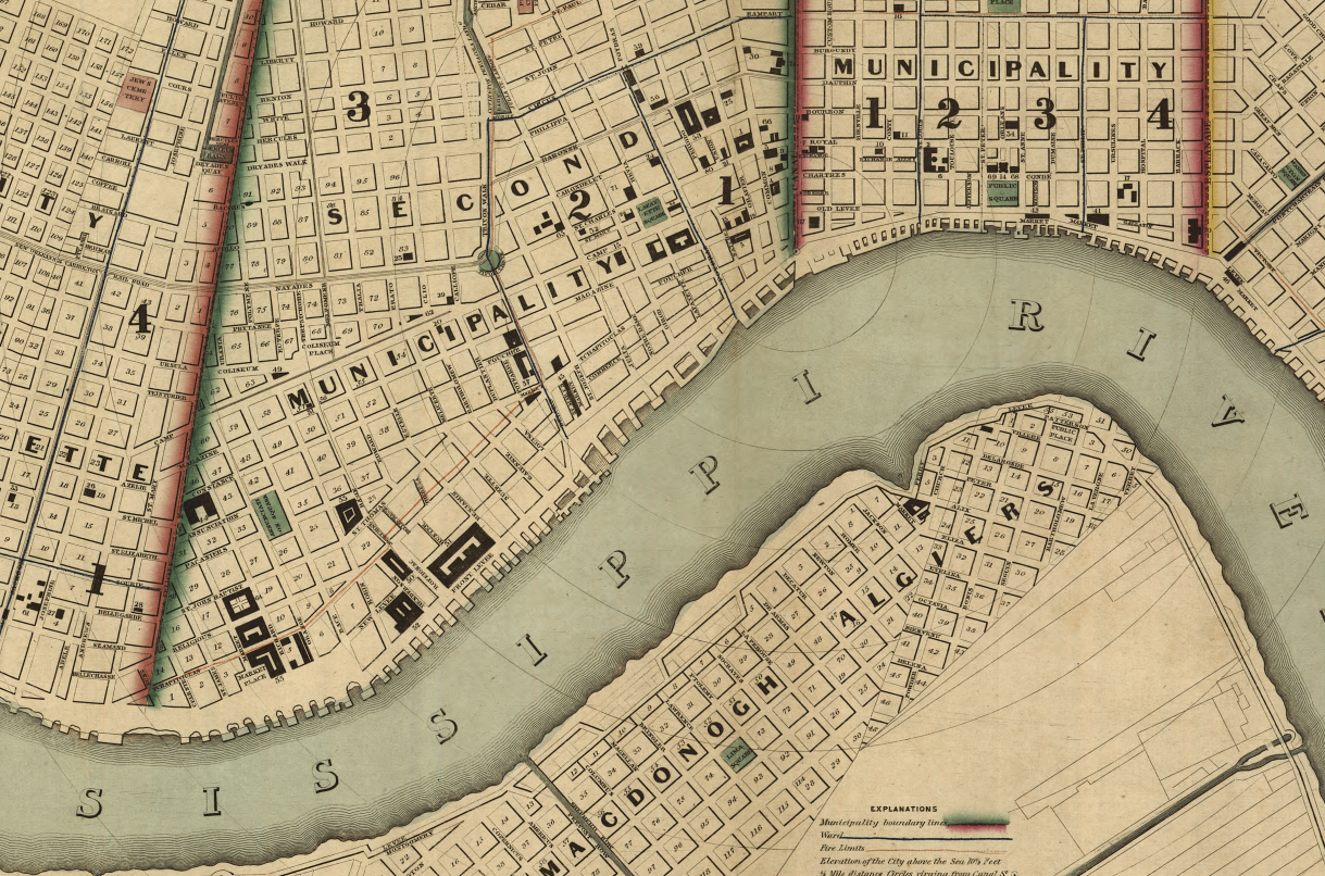 New Orleans, Louisiana – 1845 Norman’s Plan of New Orleans & Environs