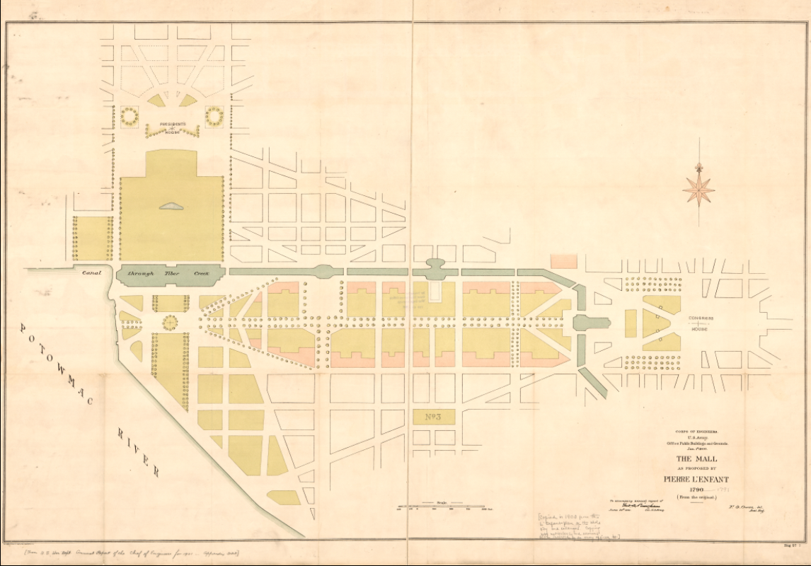 Washington, D.C. – L’Enfant’s Original Mall Plan (1791)