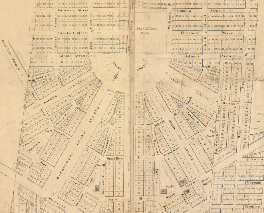 Detroit, Michigan – 1835 City Plan Map