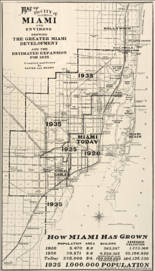 Miami, Florida – 1935 Growth and Expansion Map