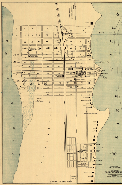 West Palm Beach, Florida – Early City and Lake Worth Development Map