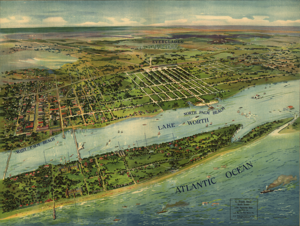 West Palm Beach, Florida – Bird’s-Eye View of Lake Worth and the Atlantic Coast