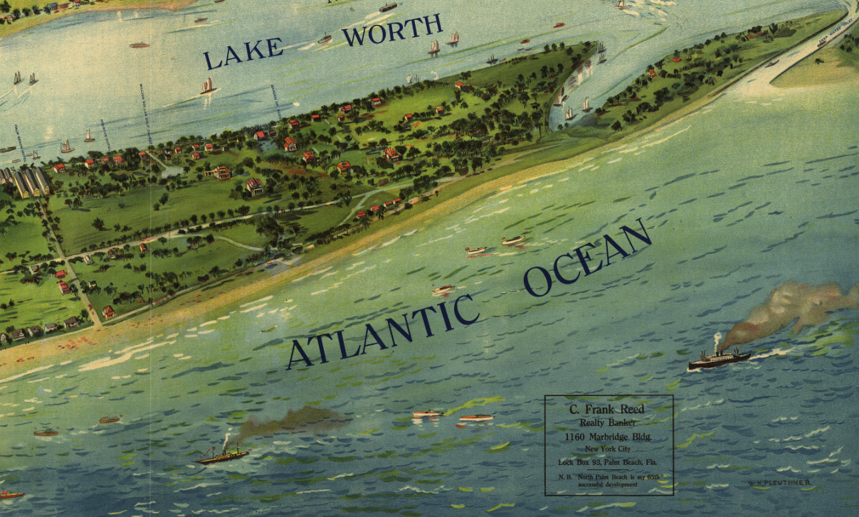 West Palm Beach, Florida – Bird’s-Eye View of Lake Worth and the Atlantic Coast