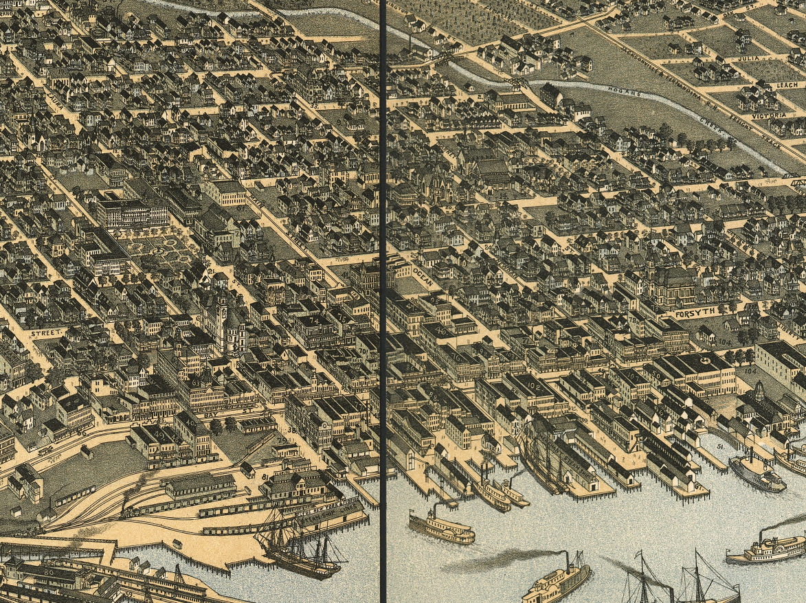 Jacksonville, Florida – Bird’s-Eye View 1893 City Map