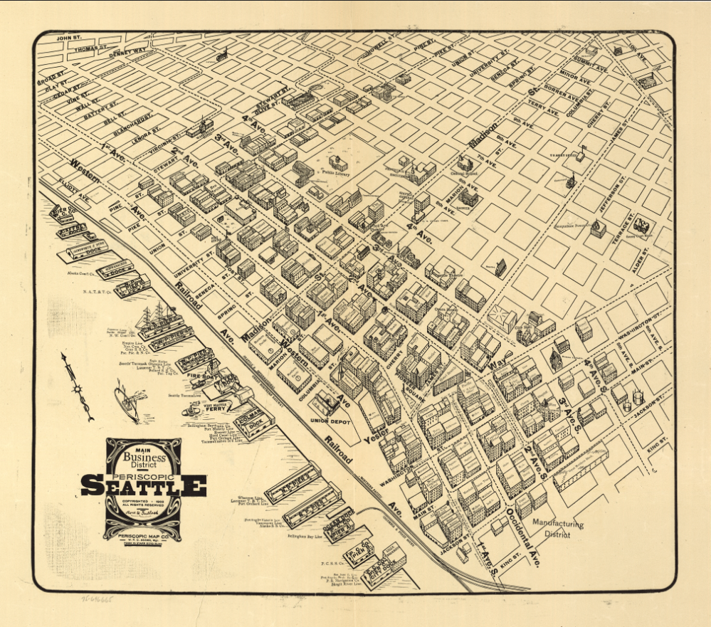 Seattle, Washington – 1903 Bird’s Eye View Map