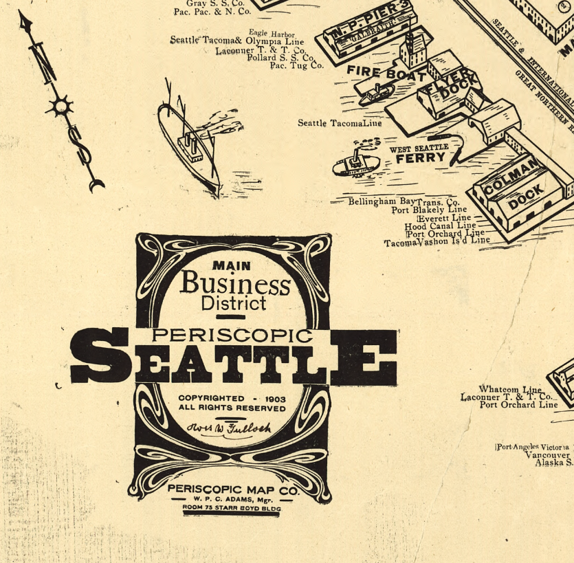 Seattle, Washington – 1903 Bird’s Eye View Map
