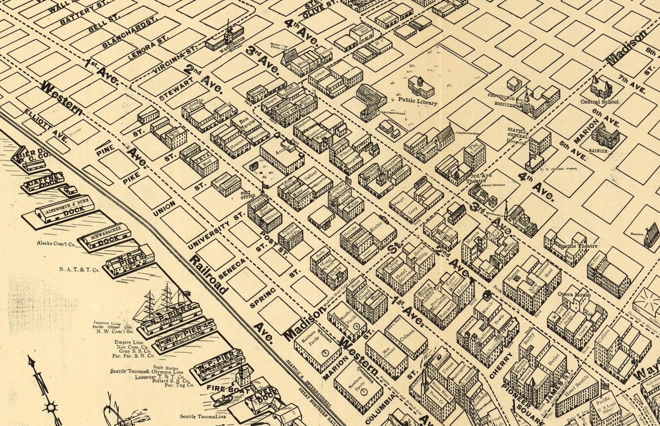 Seattle, Washington – 1903 Bird’s Eye View Map