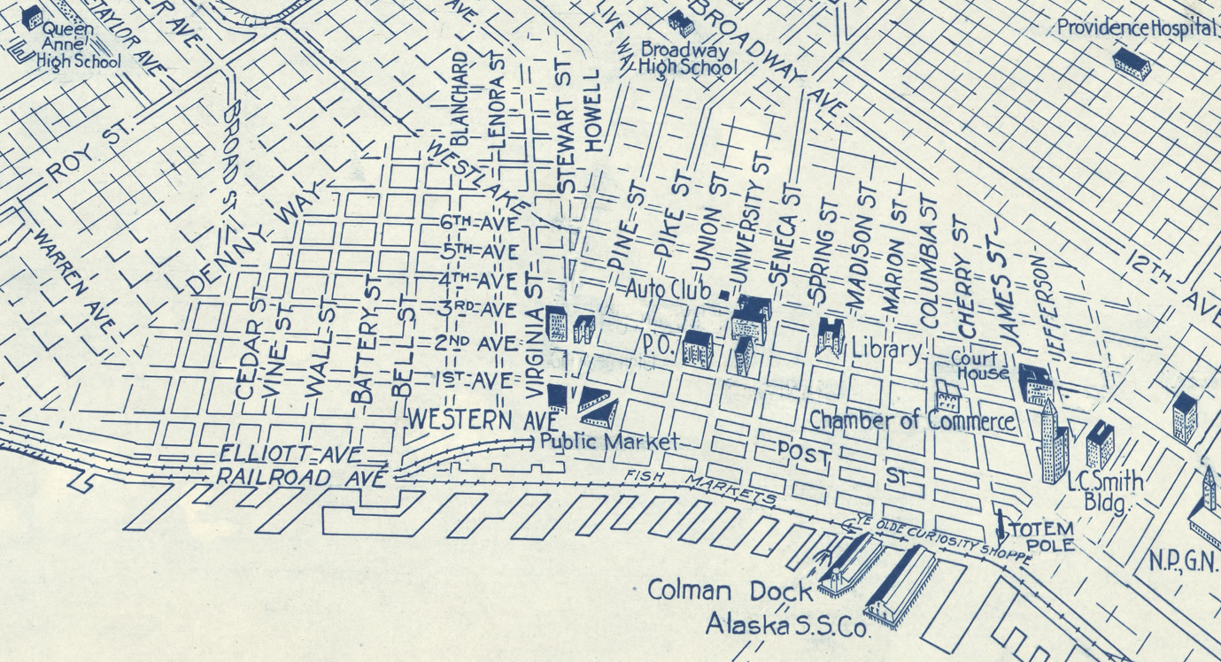 Seattle, Washington – 1925 Bird’s Eye View Map