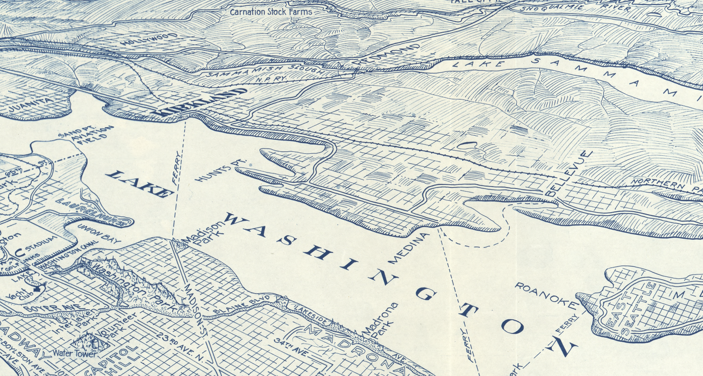 Seattle, Washington – 1925 Bird’s Eye View Map