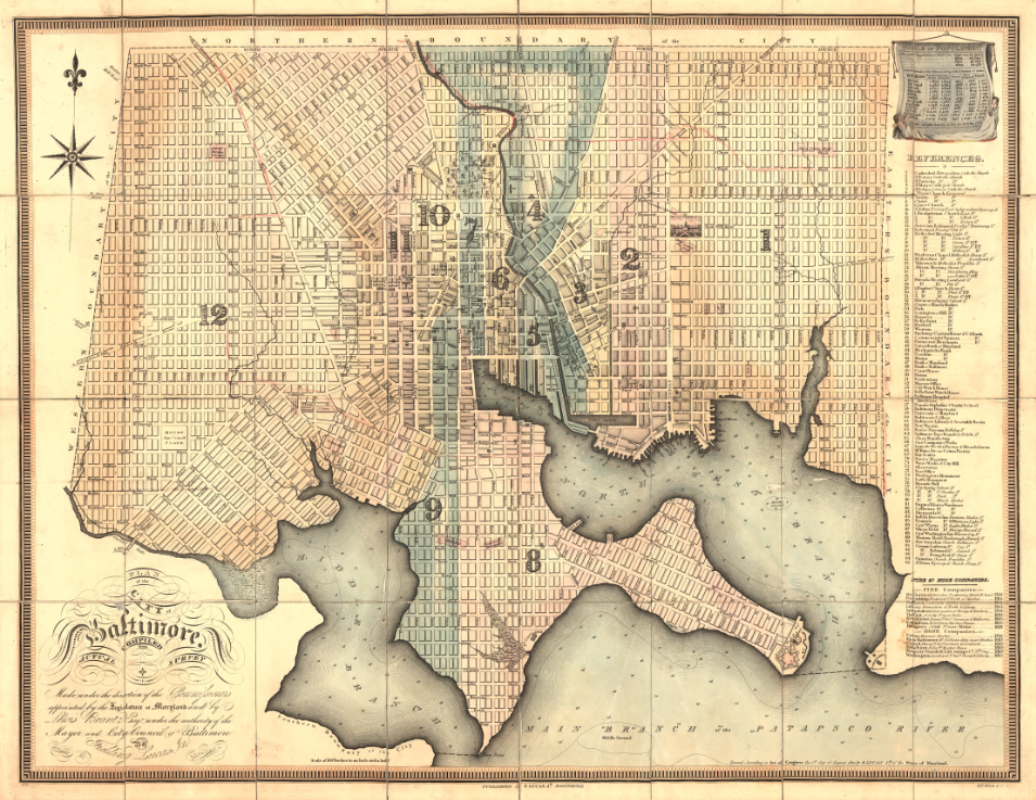 Baltimore, Maryland – 1822 Plan of the City of Baltimore Map