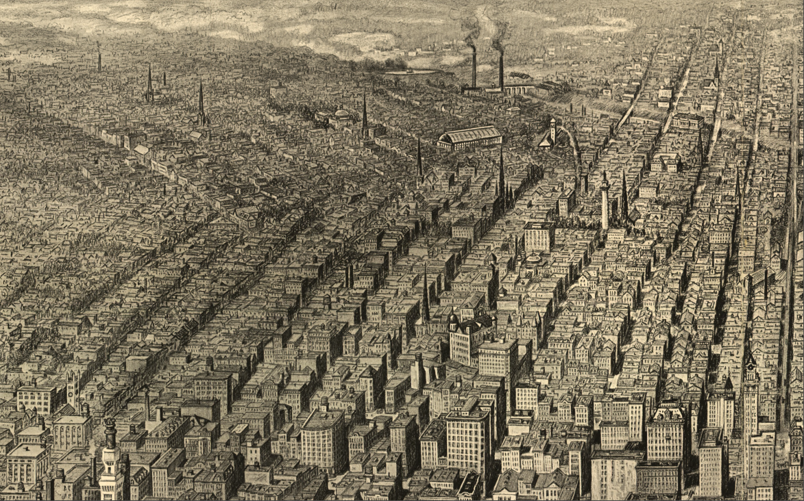 Baltimore, Maryland – Bird’s-Eye View of the Heart of Baltimore Map