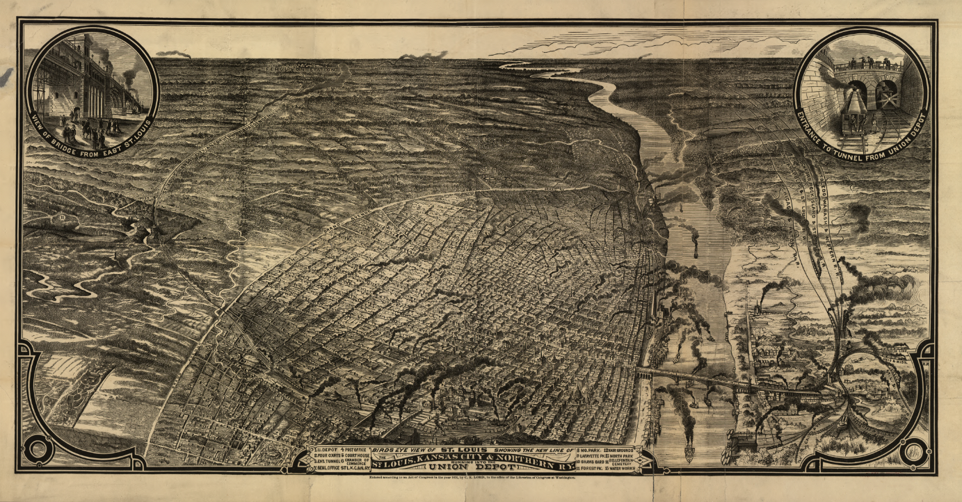 St. Louis – 1876 Bird’s-Eye View Map