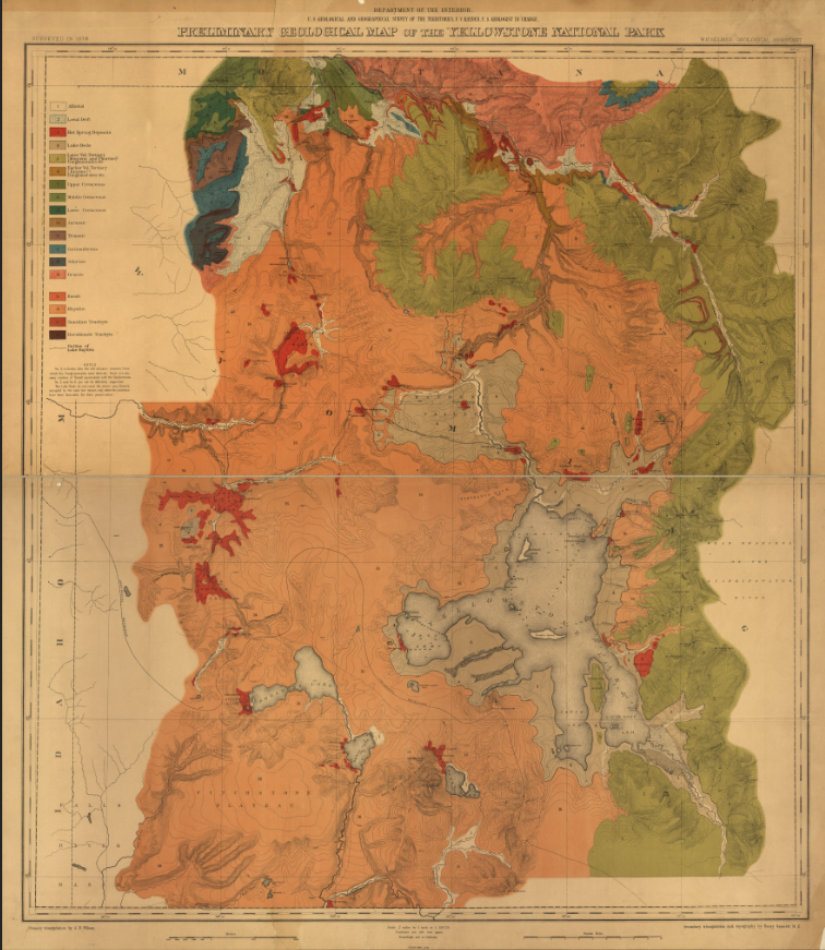 Yellowstone National Park – 1878 Preliminary Geological Map