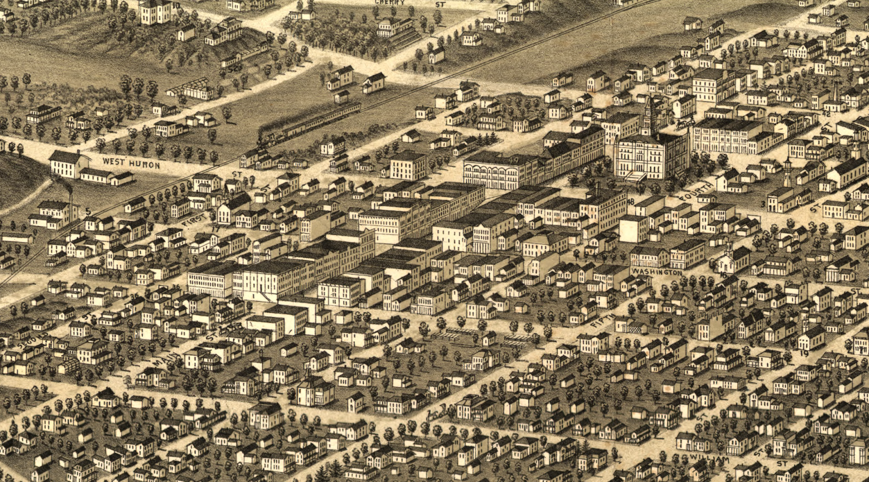 Ann Arbor, Michigan – 1880 Panoramic View Featuring the University of Michigan