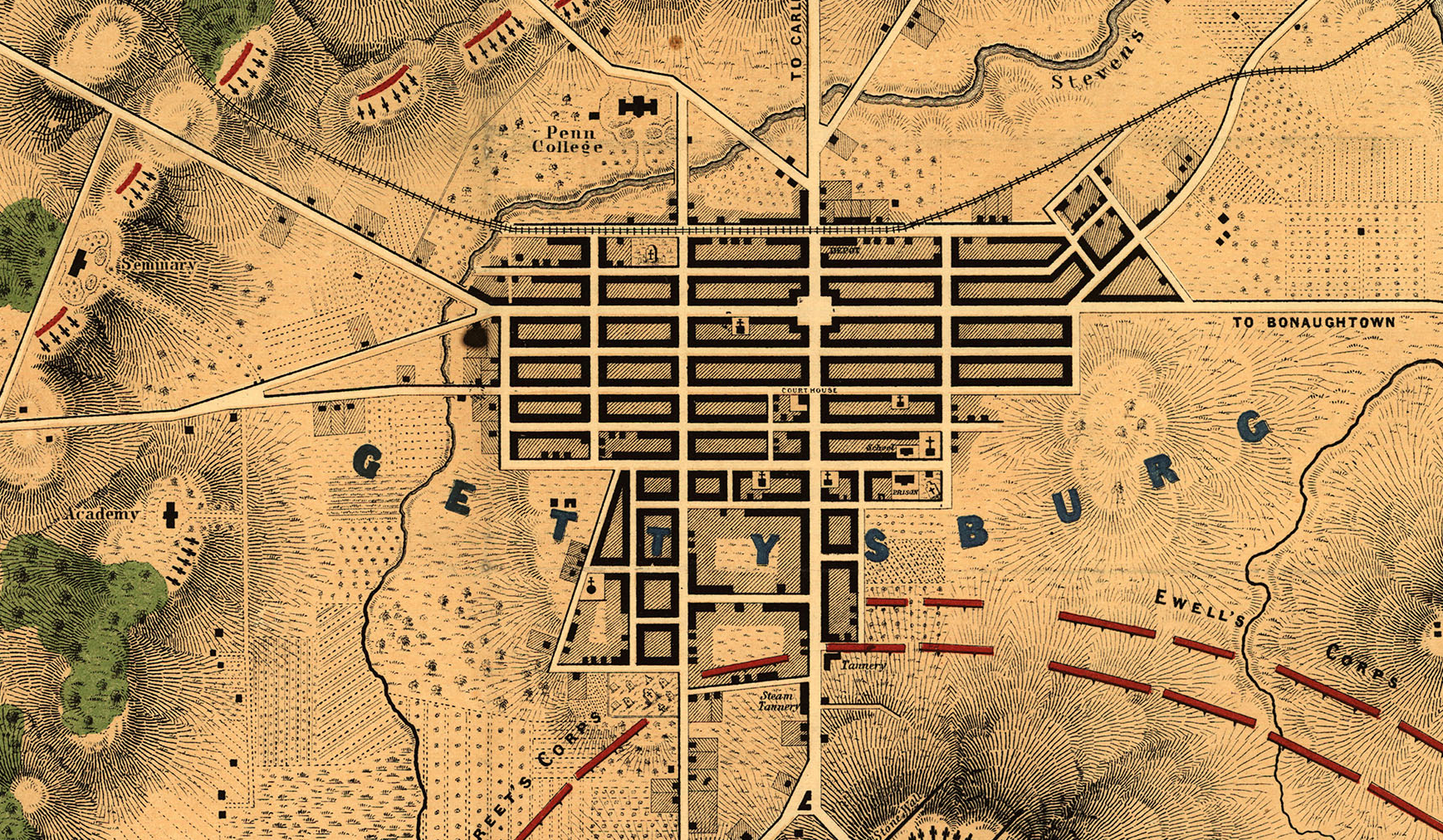 Gettysburg, Pennsylvania - July 2, 1863 Battle Map