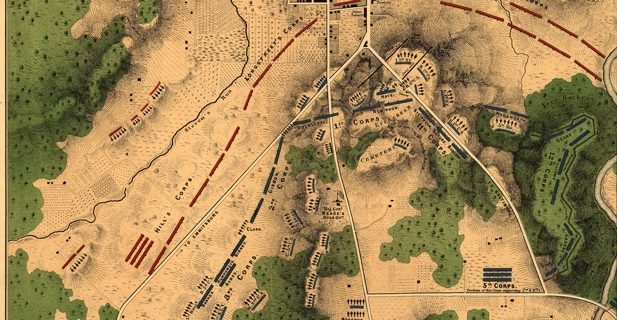 Gettysburg, Pennsylvania - July 2, 1863 Battle Map