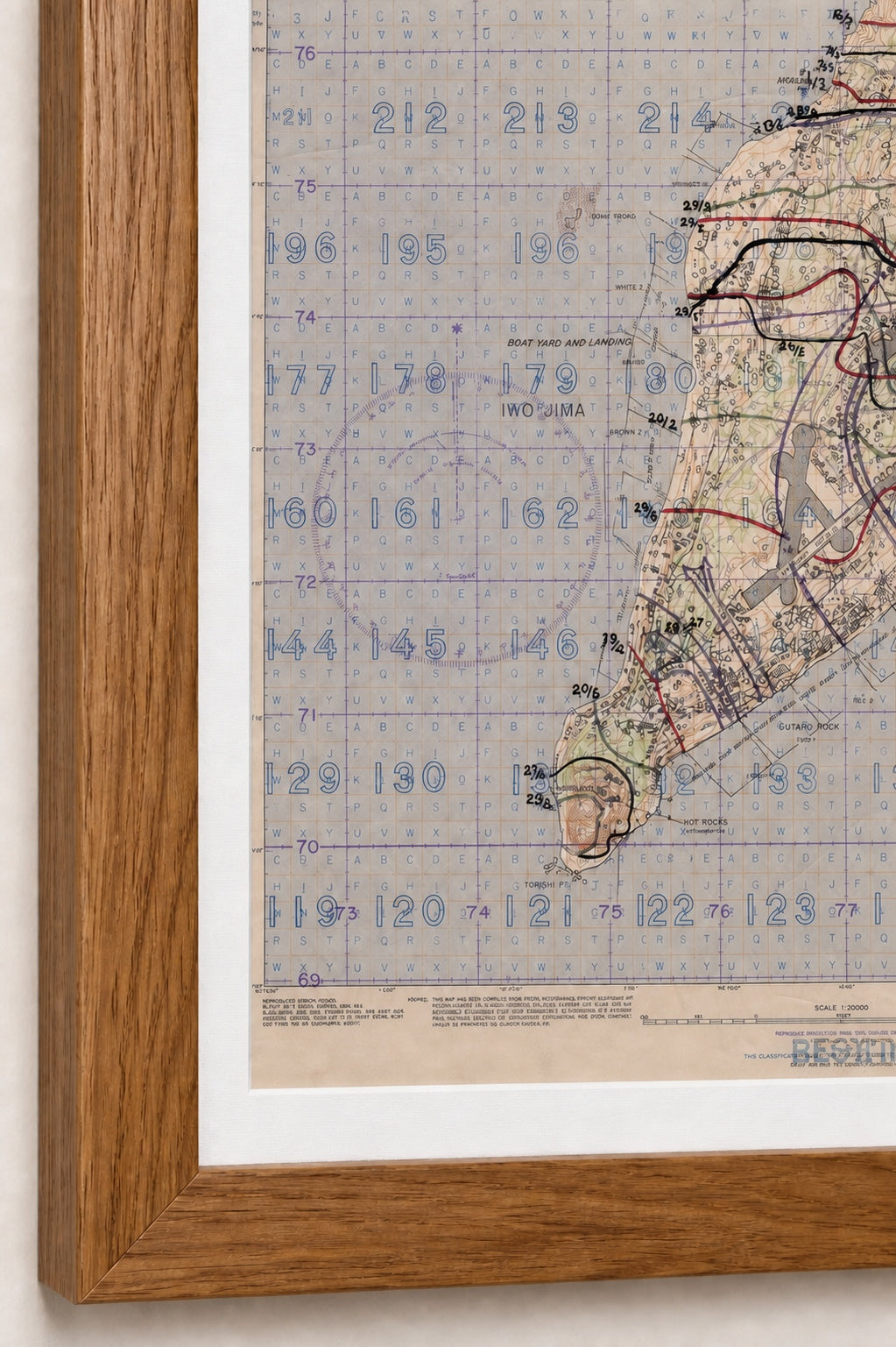 Iwo Jima, Japan – 1945 Front Line Progression Battle Map