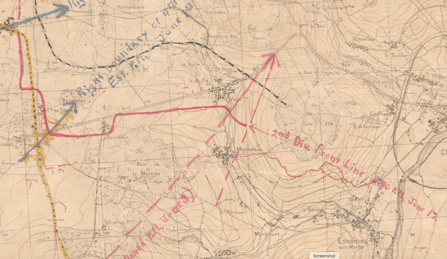 Battle Archives Map Belleau Wood Front Line Progression Battle Map
