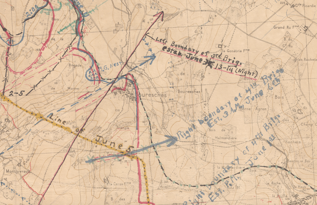 Battle Archives Map Belleau Wood Front Line Progression Battle Map