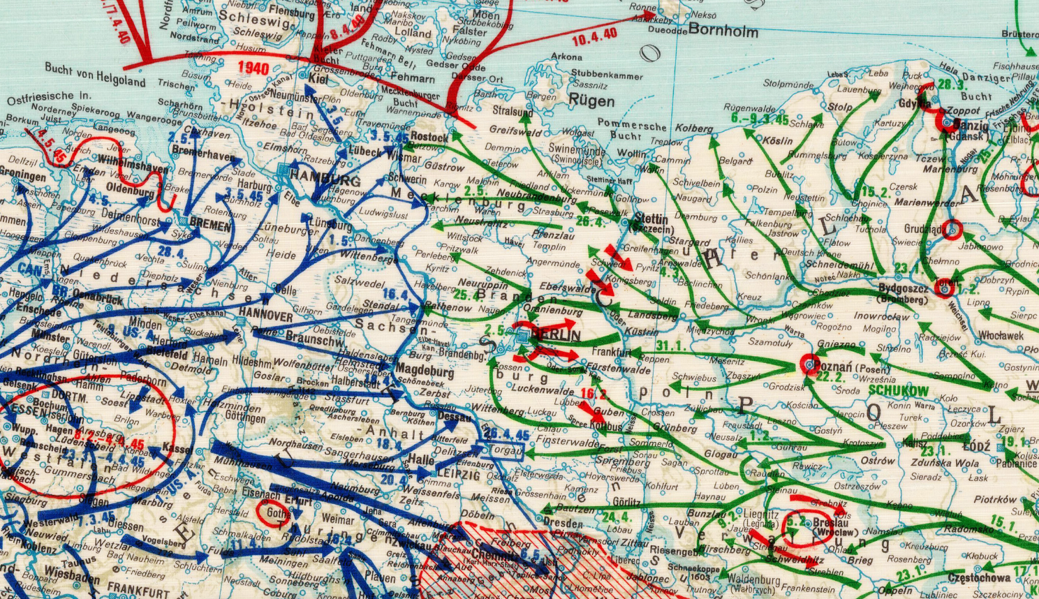 Battle Archives Map 28x20 European Theater of Operations 1939-1945