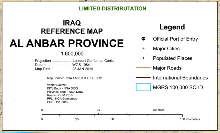 Al Anbar Province, Iraq Topographical Map