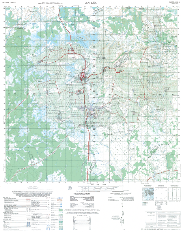 An Loc 1:50,000 Topographical Map