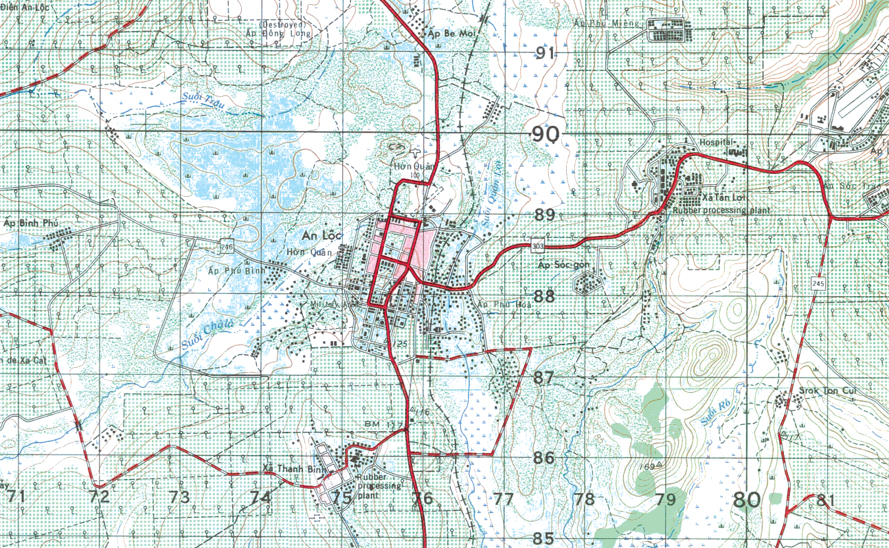 An Loc 1:50,000 Topographical Map